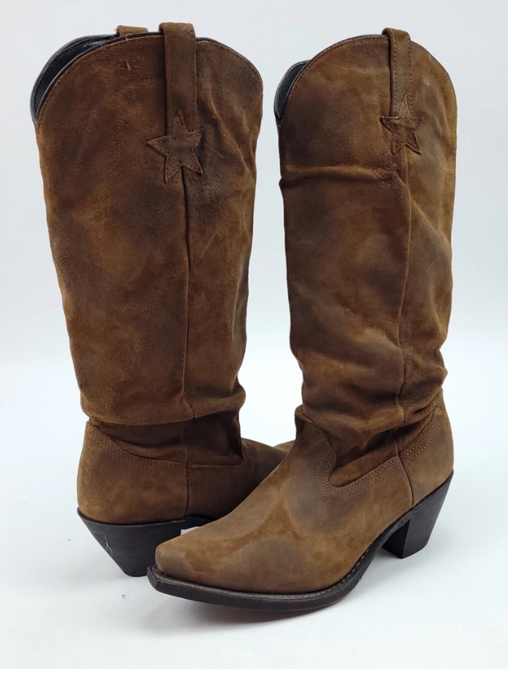 Dingo Western Vintage Cowboy Leather Boots Womens 10 Brown Brown Suede Western